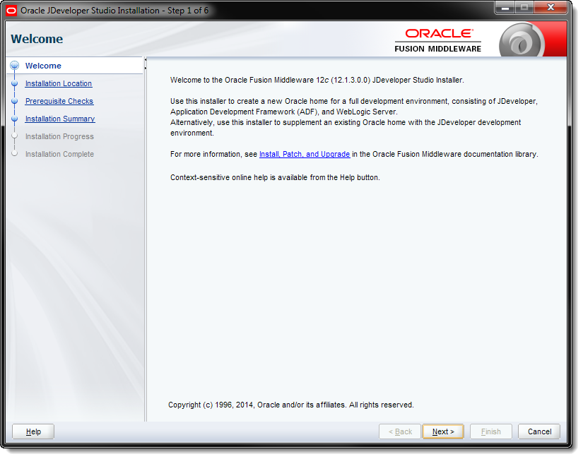 Oracle JDeveloper Studio Installation