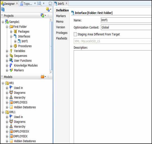oracle create interface