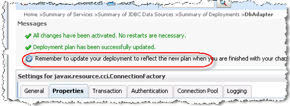 Confirmation that changes are activated