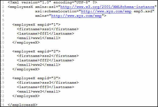 schema xml code sample