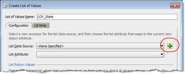 list data source dropdown