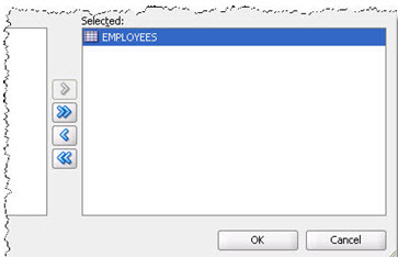 EMPLOYEES table selected