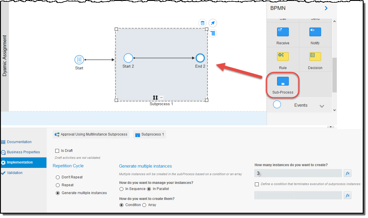 Add the Subprocess Activity to the Process