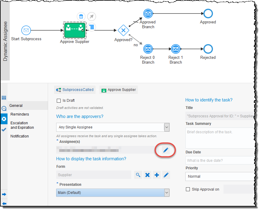 Select the Edit button beside the Assignee(s) field