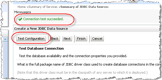 Test the connection to the database schema