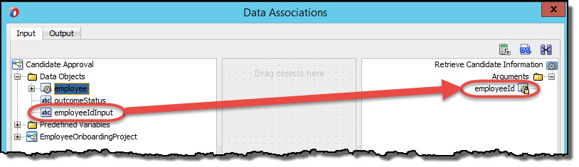 Match input arguments to the Service activity