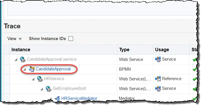 Select the process in the flow trace