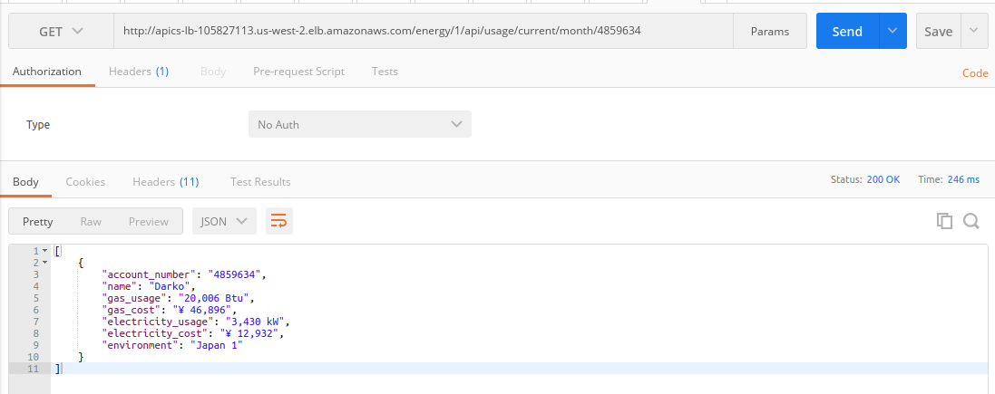 Postman APICS Response