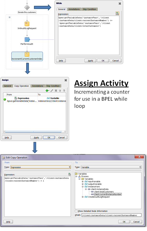 Example of mapping a single variable in an assign activity