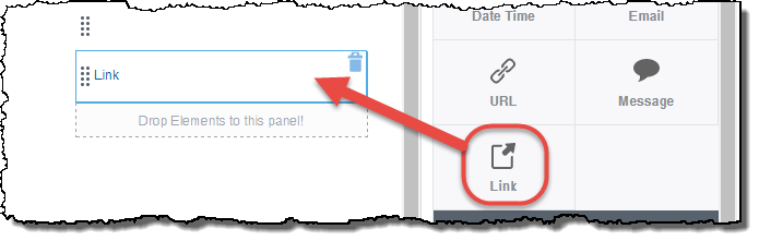 Link element added to a form