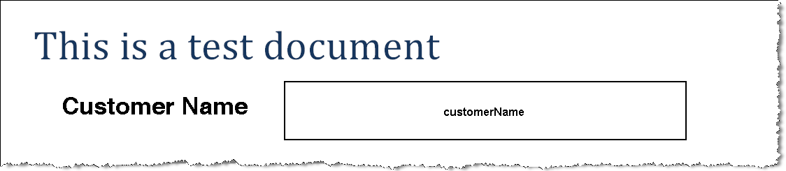 sample PDF template with a label and field for the customer name